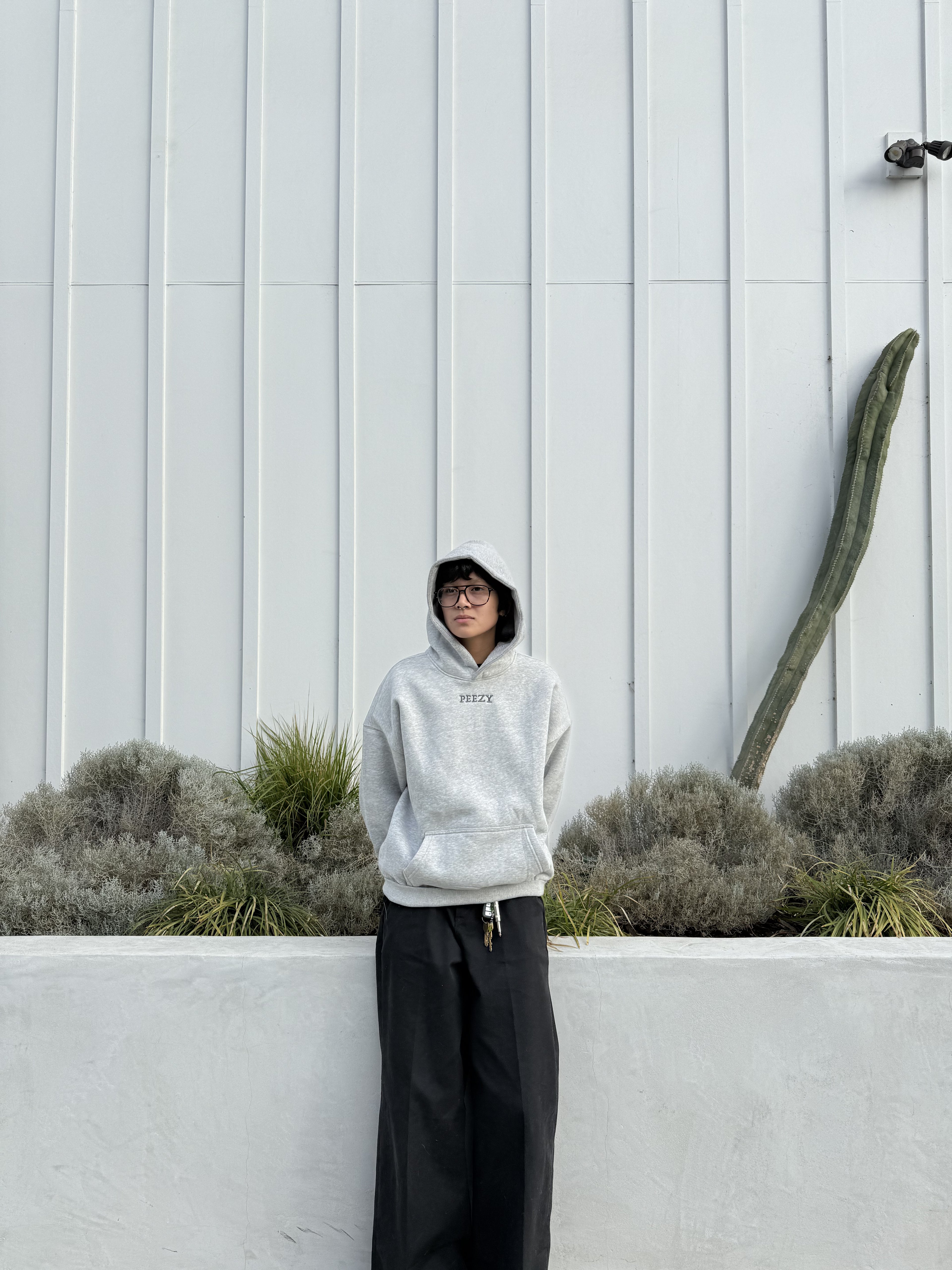 Gray Plain Peezy Heavyweight Hoodie