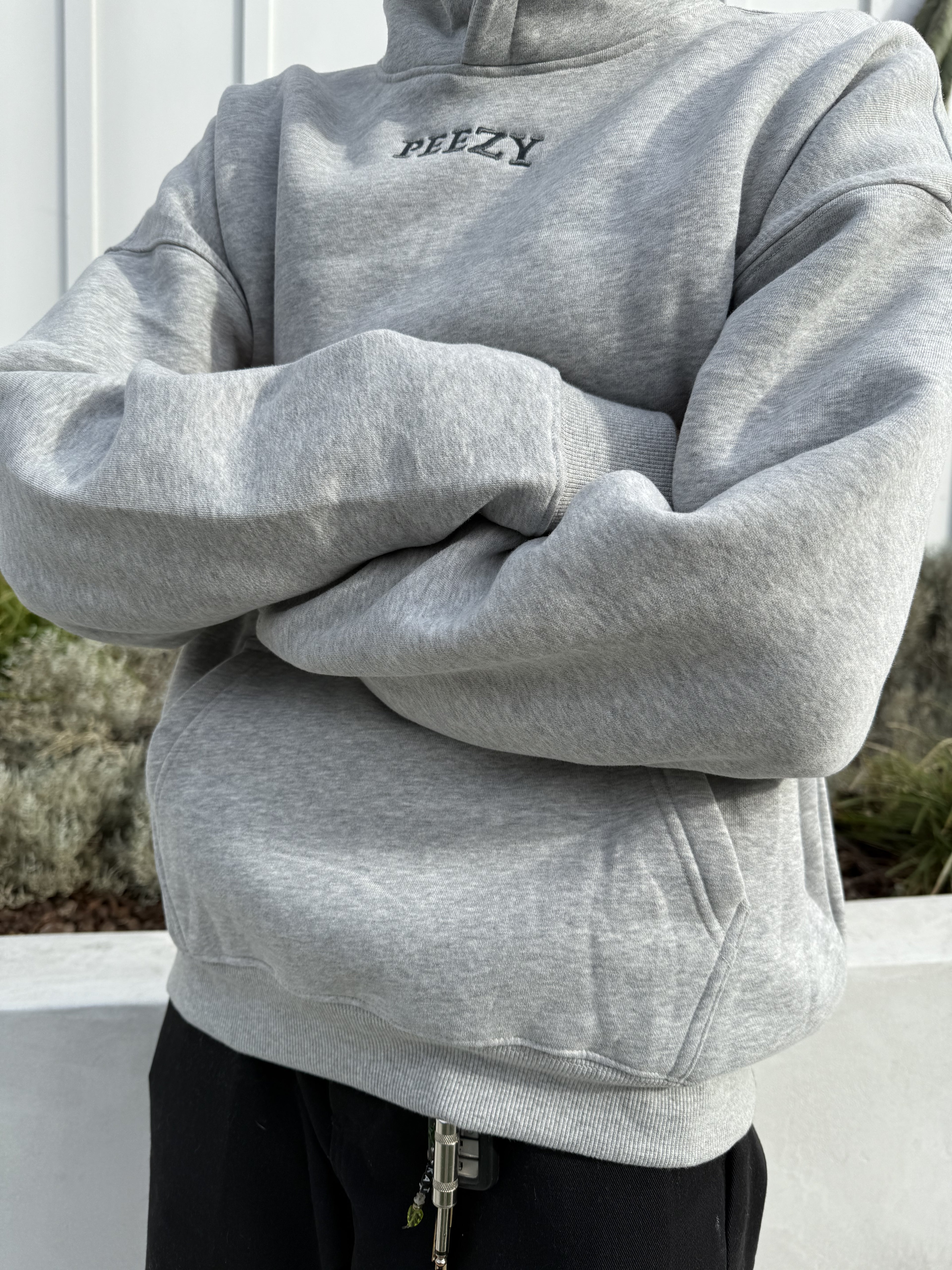 Gray Plain Peezy Heavyweight Hoodie