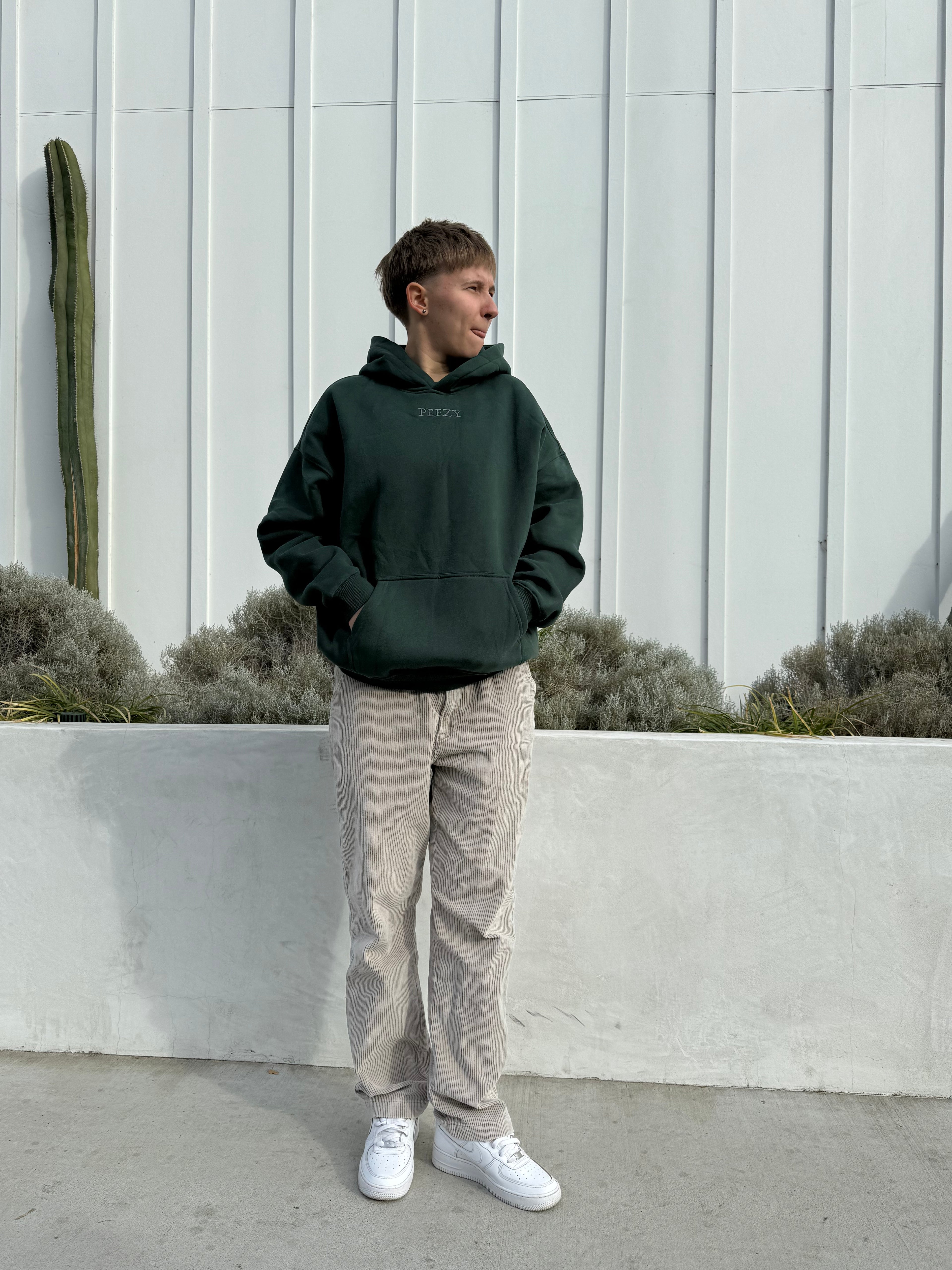Olive Green Plain Peezy Heavyweight Hoodie
