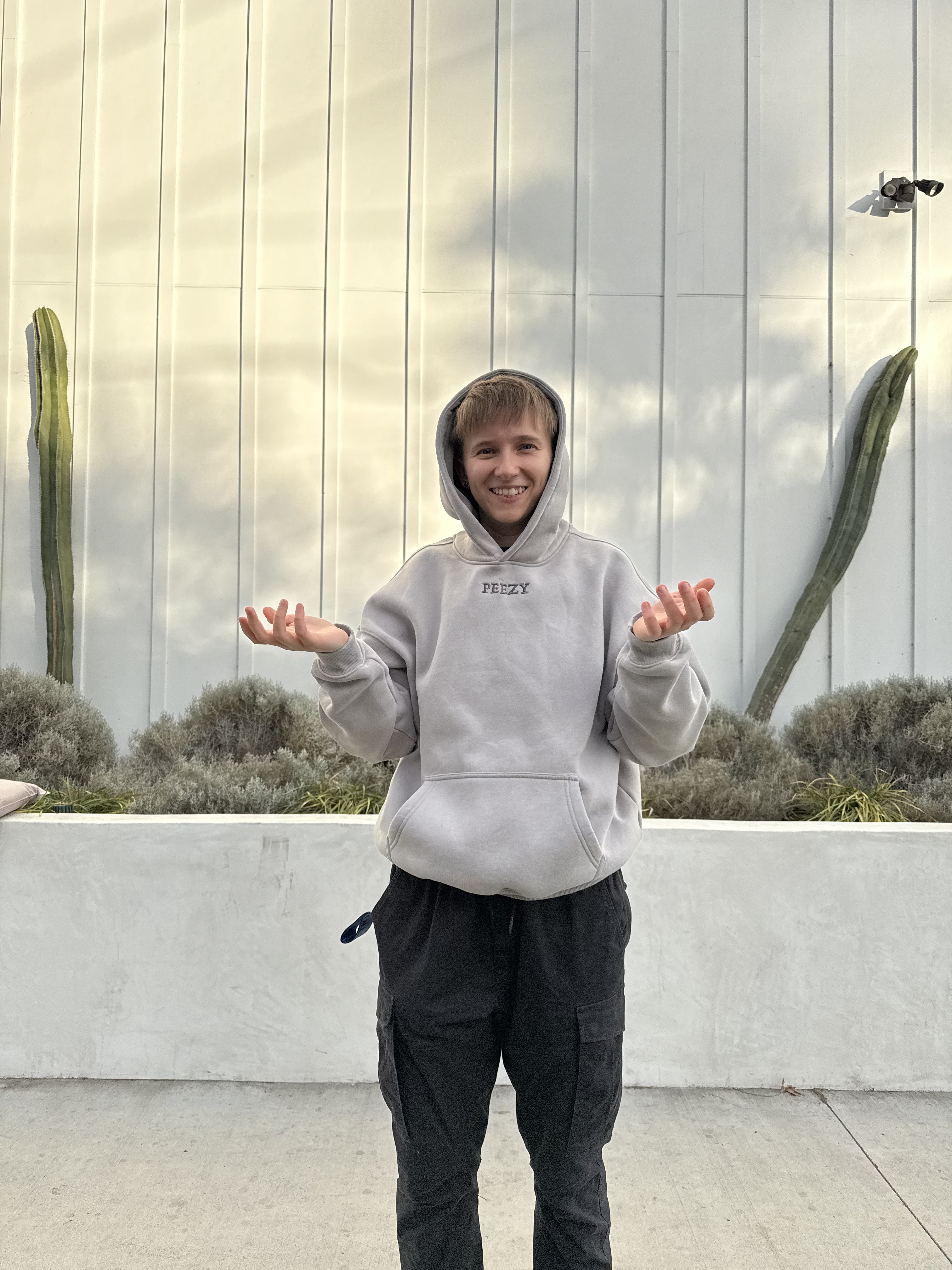 Light Gray Plain Peezy Heavyweight Hoodie
