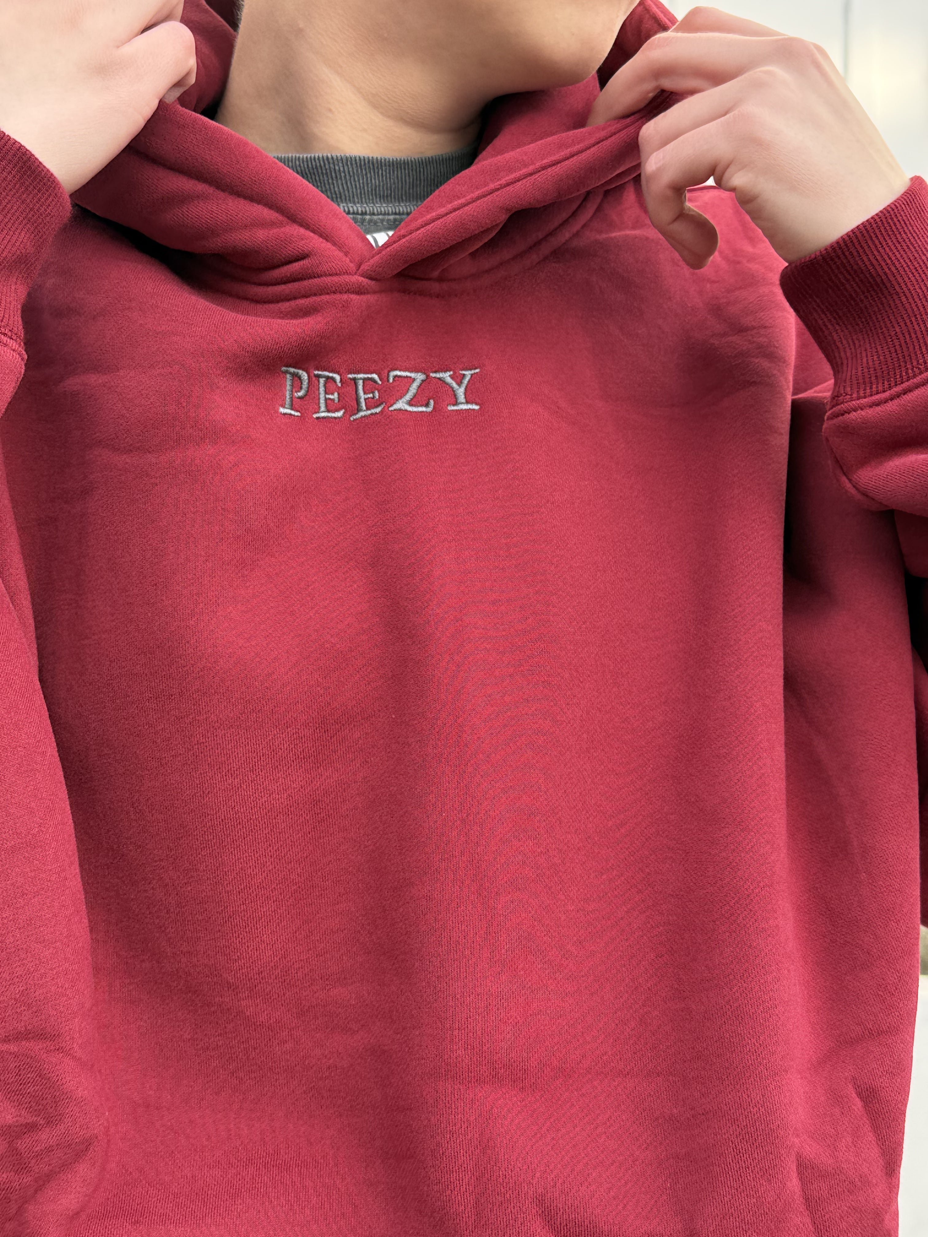 Burgundy Plain Peezy Heavyweight Hoodie