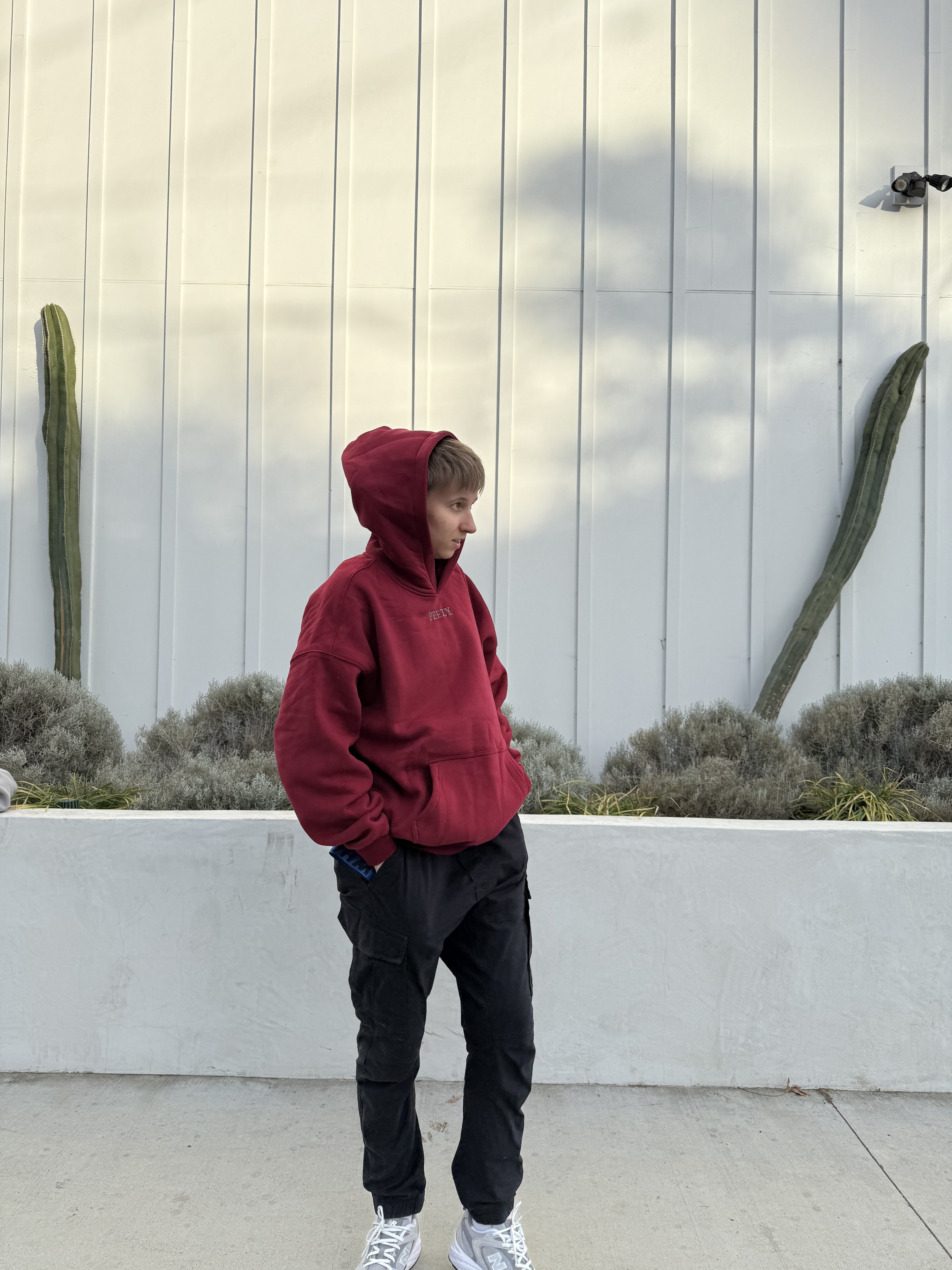Burgundy Plain Peezy Heavyweight Hoodie