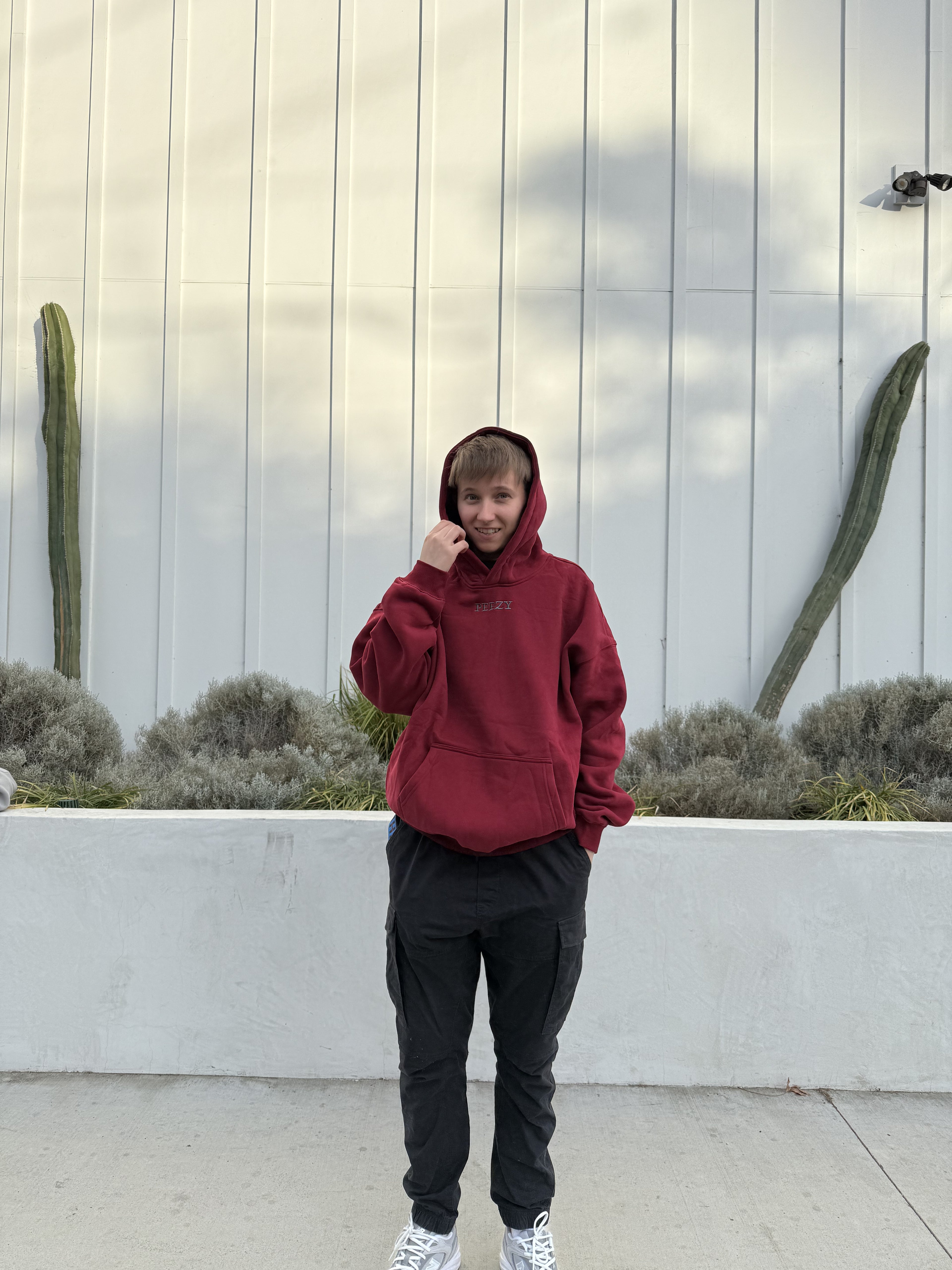 Burgundy Plain Peezy Heavyweight Hoodie